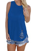 Sexy Blue Laser Cut Detail Tank Top